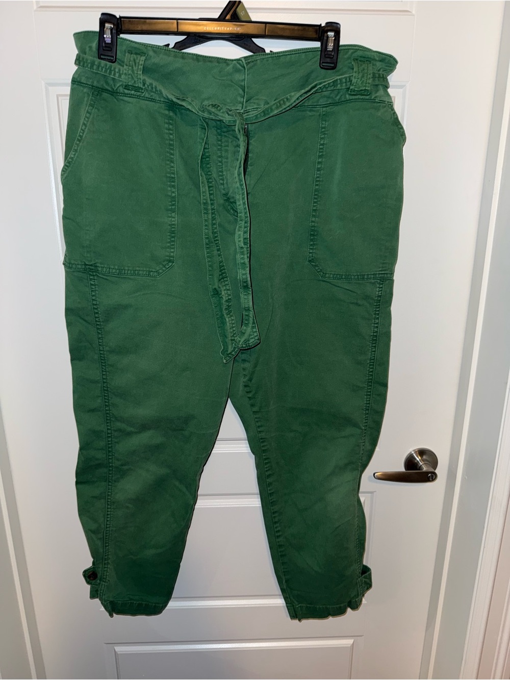 Boden Green Cargo Jumpsuit-Style Pants with Tie Waist
